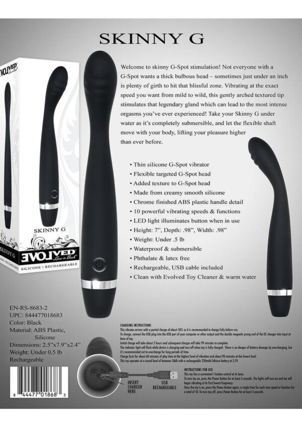 Skinny G Rechargeable Silicone G-Spot Vibrator - Black - Image 4