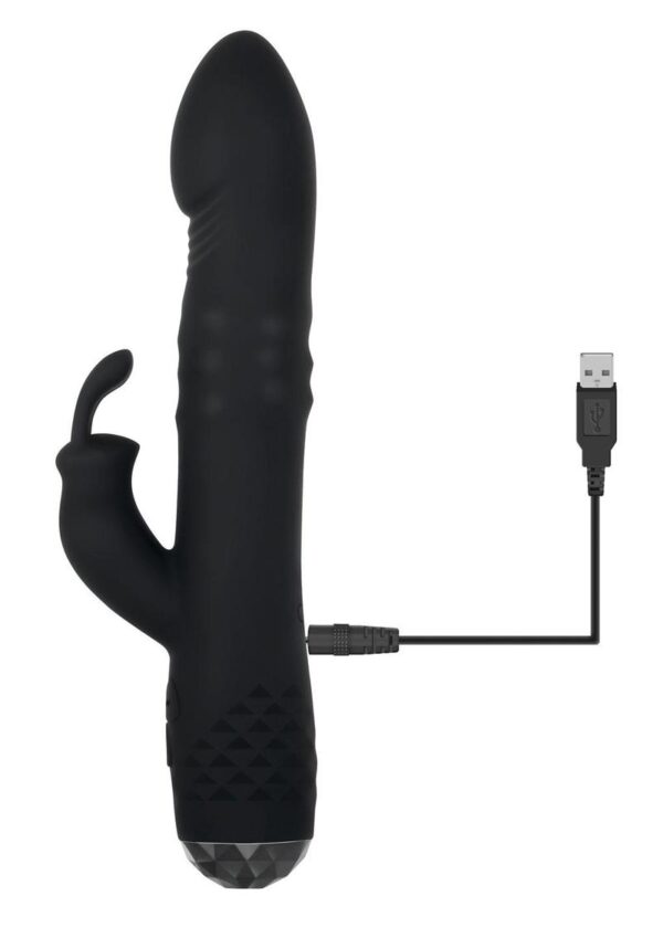Bodacious Bunny Rechargeable Silicone Rabbit Vibrator - Black - Image 4