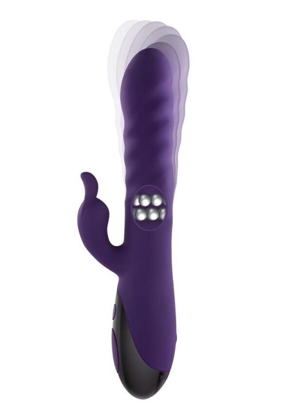 Rascally Rabbit Rechargeable Silicone Thrusting Rotating Vibrator - Purple - Image 4