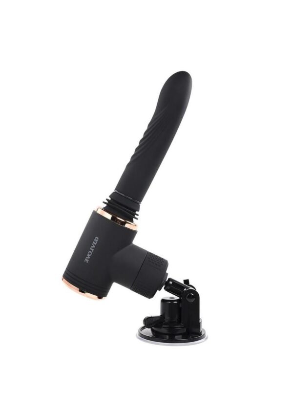 Too Hot to Handle Rechargeable Silicone Thrusting Vibrator with Suction Cup - Black - Image 2