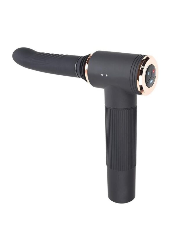 Too Hot to Handle Rechargeable Silicone Thrusting Vibrator with Suction Cup - Black - Image 3