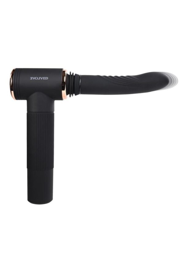 Too Hot to Handle Rechargeable Silicone Thrusting Vibrator with Suction Cup - Black - Image 4