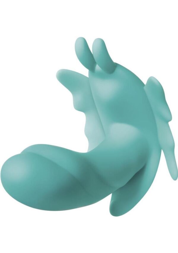 The Butterfly Effect Rechargeable Silicone Dual Motor Vibrator with Remote Control - Teal - Image 2