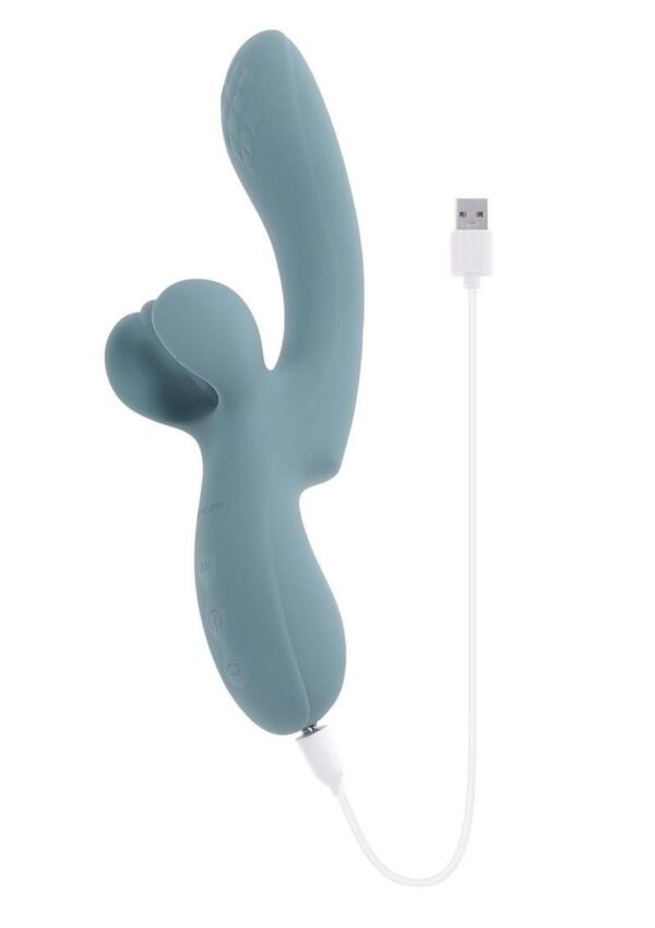 Take Your Flick Rechargeable Silicone Rabbit Vibrator - Blue - Image 4
