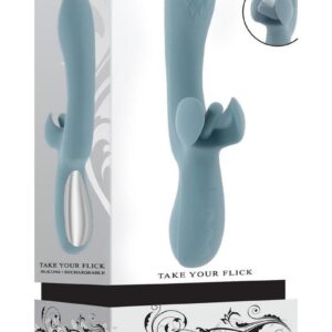 Take Your Flick Rechargeable Silicone Rabbit Vibrator - Blue