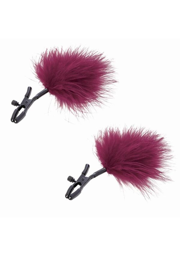 Sex and Mischief Enchanted Feather Nipple Clamps - Red/Black - Image 2