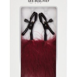 Sex and Mischief Enchanted Feather Nipple Clamps - Red/Black