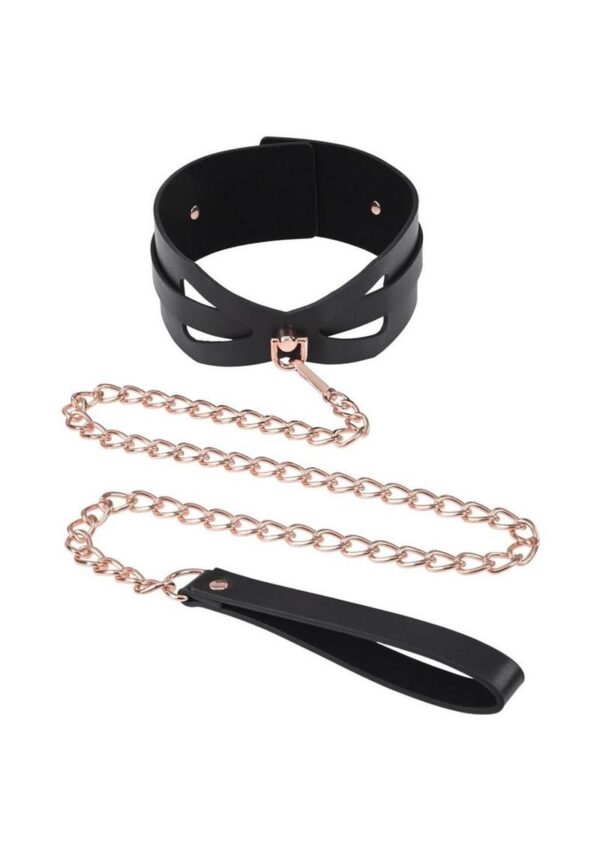 Sex and Mischief Brat Collar andamp; Leash - Black/Rose Gold - Image 2