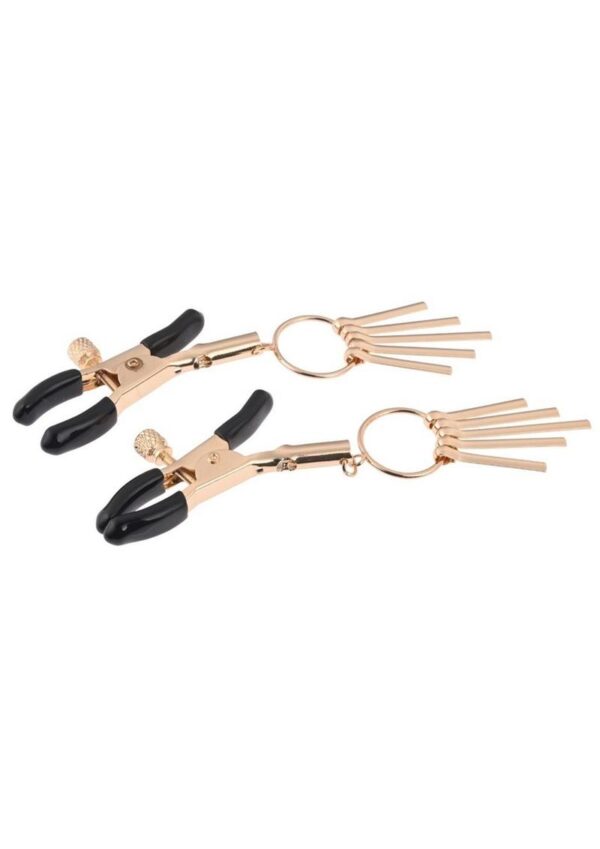 Sex and Mischief Verge Nipple Clamps - Gold/Black - Image 4