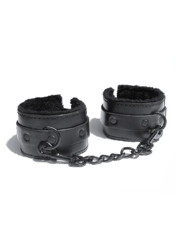 Sex and Mischief Shadow Fur Handcuffs - Black - Image 2