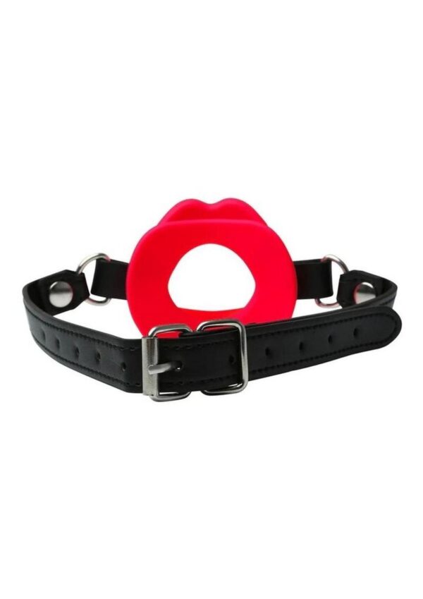 Sex and Mischief Silicone Lips Open Mouth Gag - Red - Image 3
