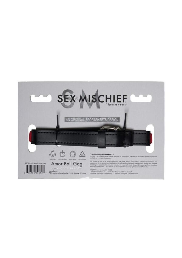 Sex and Mischief Amor Ball Gag - Red/Black - Image 3
