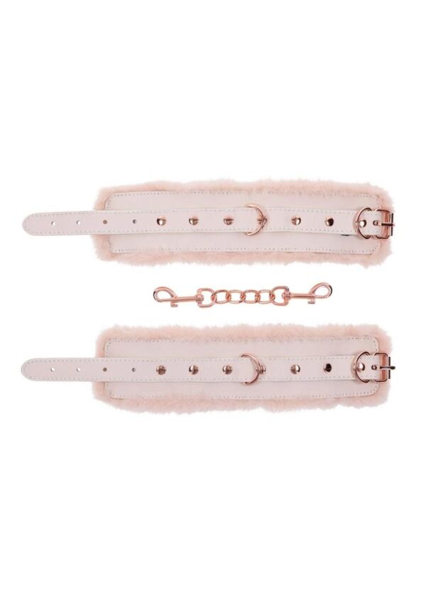 Sex and Mischief Peaches n CreaMe Fur Handcuffs - Ivory/Rose Gold - Image 2