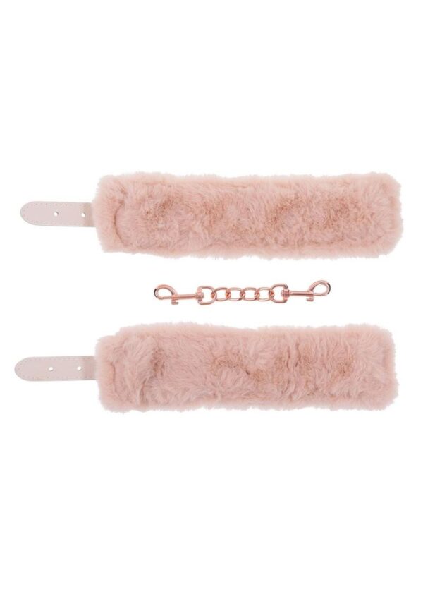 Sex and Mischief Peaches n CreaMe Fur Handcuffs - Ivory/Rose Gold - Image 3