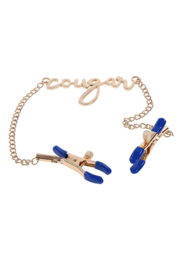 Sex and Mischief Cougar Nipple Clamps - Navy/Gold - Image 3