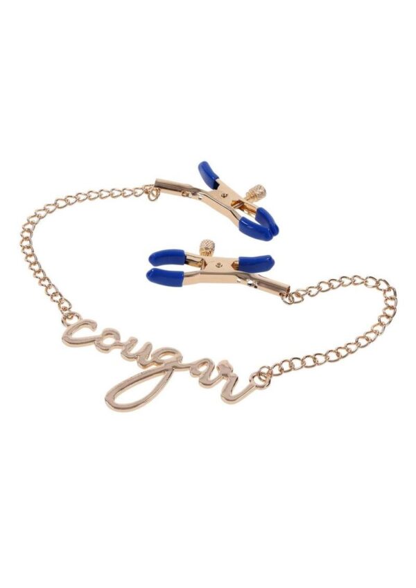 Sex and Mischief Cougar Nipple Clamps - Navy/Gold - Image 4