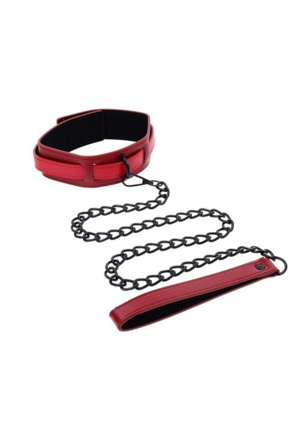 Sex and Mischief Ex`s andamp; Oh`s Collar and Leash - Red/Black - Image 2