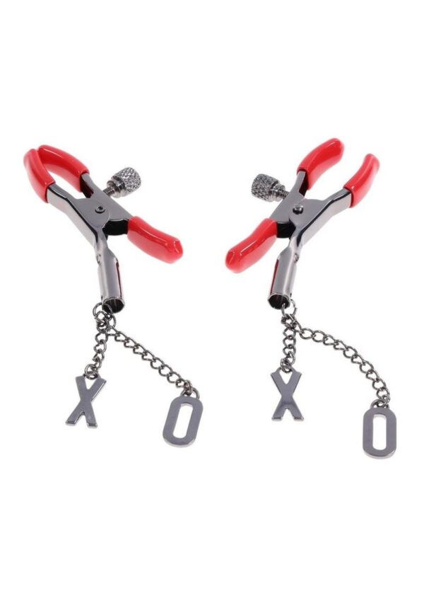 Sex and Mischief Ex`s andamp; Oh`s Nipple Clamps - Red/Black - Image 4