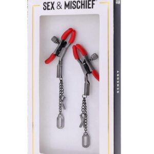 Sex and Mischief Ex`s andamp; Oh`s Nipple Clamps - Red/Black