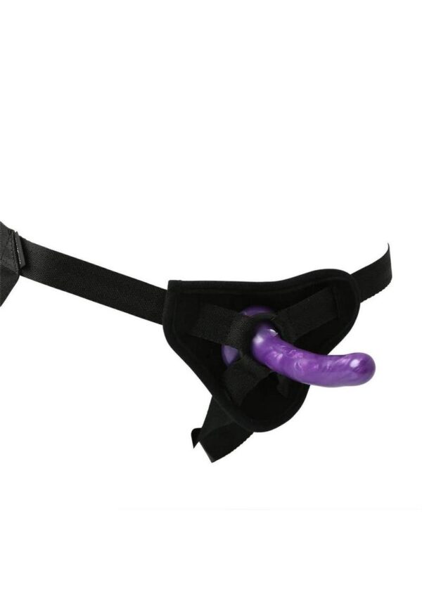 Sex and Mischief Strap-On and Silicone Dildo Kit - Black/Purple - Image 3