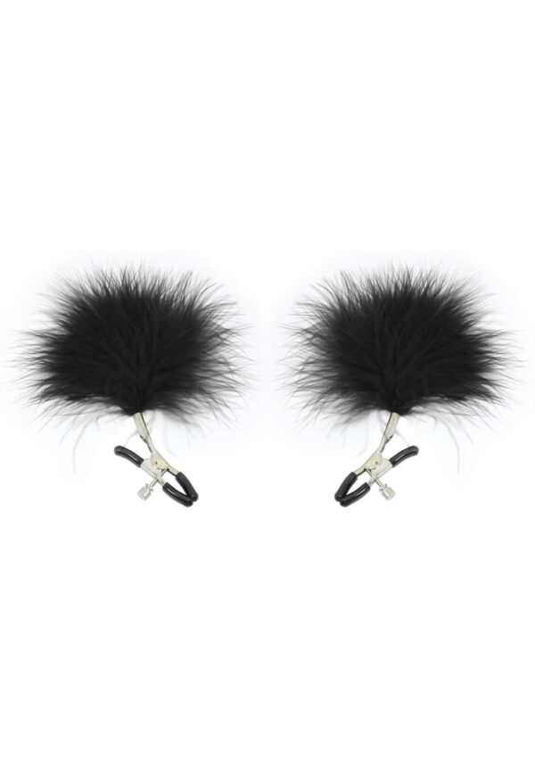 Sex and Mischief Feathered Nipple Clamps - Black - Image 2