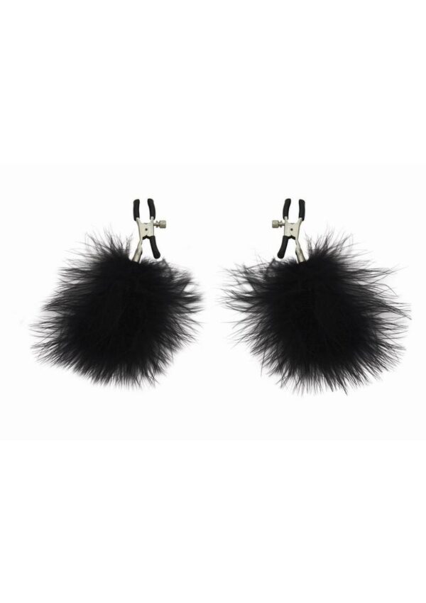 Sex and Mischief Feathered Nipple Clamps - Black - Image 3