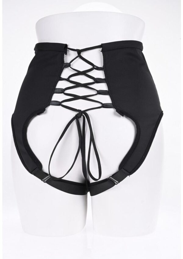 High Waisted Corset Strap-On - Black - Image 4