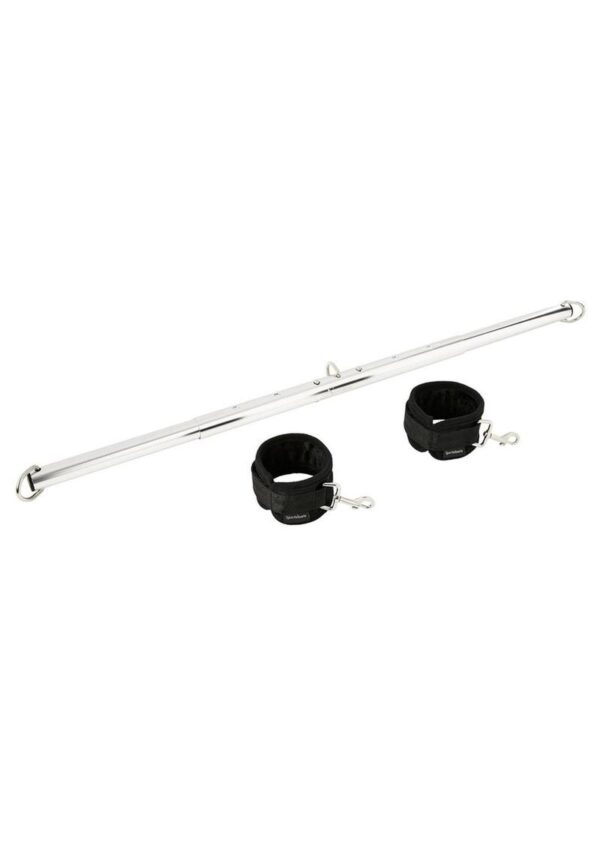 Sportsheets Expandable Spreader Bar and Cuffs Set - Silver/Black - Image 4
