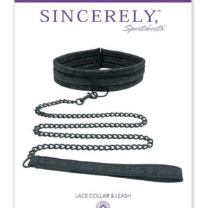Sincerely Lace Adjustable Collar and Leash Set - Black