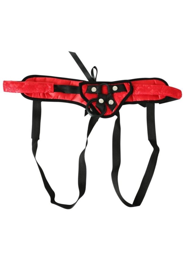 Sportsheets Sunrice Lace Corsette Strap-On Adjustable Harness - Red/Black - Image 2