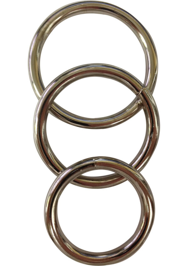 Sportsheets Metal O Ring Cock Ring (3 Pack) - Silver - Image 2
