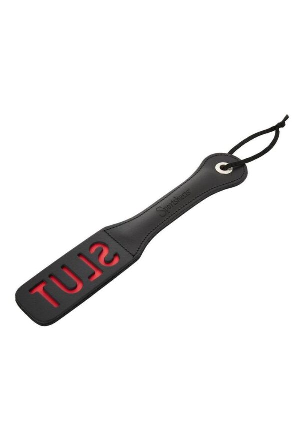 Sportsheets Leather Slut Impression Paddle 12in - Black - Image 2