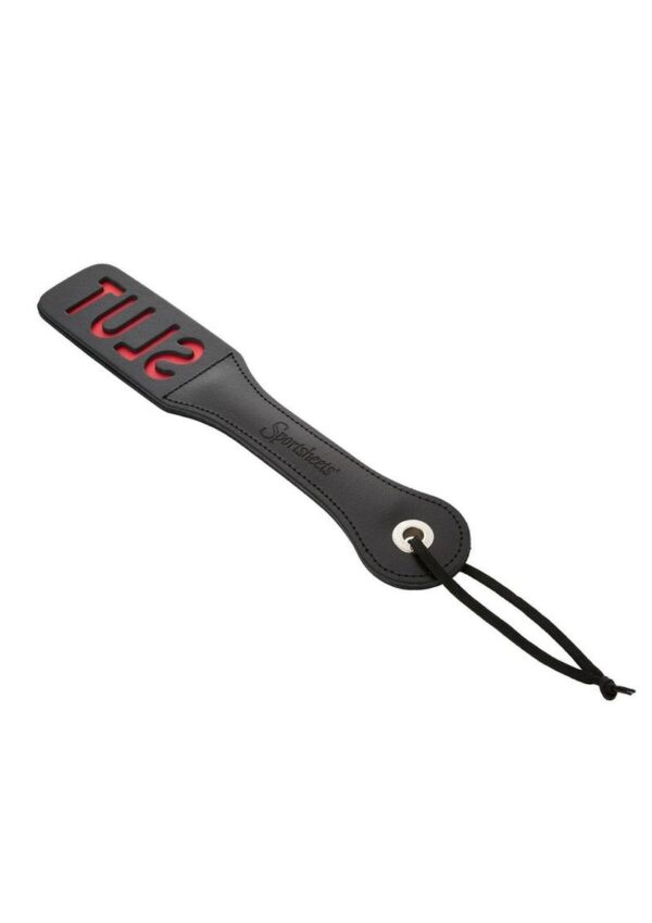 Sportsheets Leather Slut Impression Paddle 12in - Black - Image 3