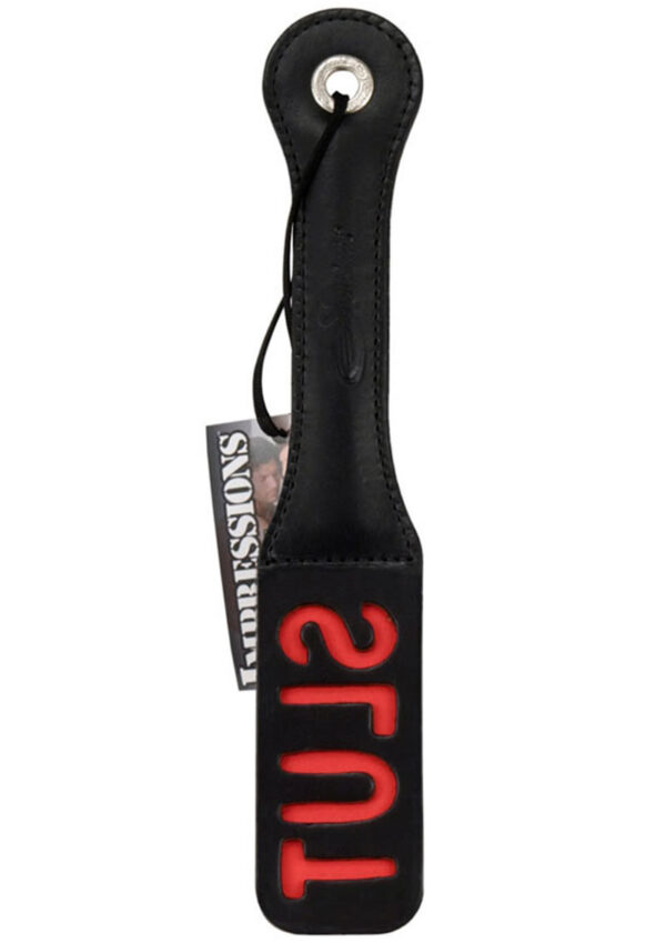 Sportsheets Leather Slut Impression Paddle 12in - Black