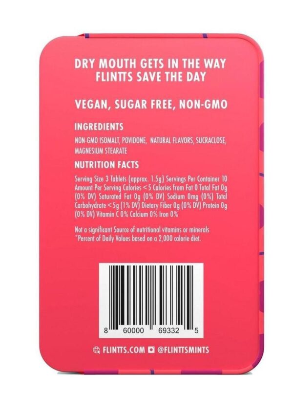 Flintts Mints Mouth Watering Oral Delights - Cherry (F Strength 150) - 28-30 per tin - Image 3