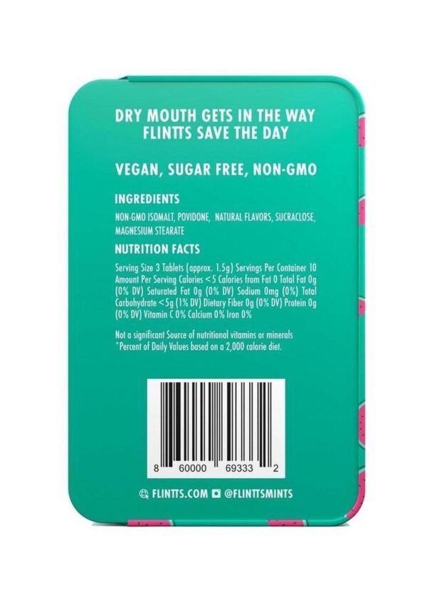 Flintts Mints Mouth Watering Oral Delights - Cool Watermelon (F Strength 100) - 28-30 per tin - Image 3