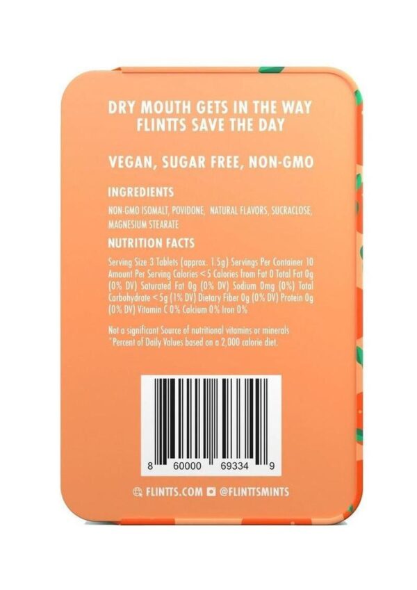Flintts Mints Mouth Watering Oral Delights - Sour Tangerine (F Strength 175) - 28-30 per tin - Image 3