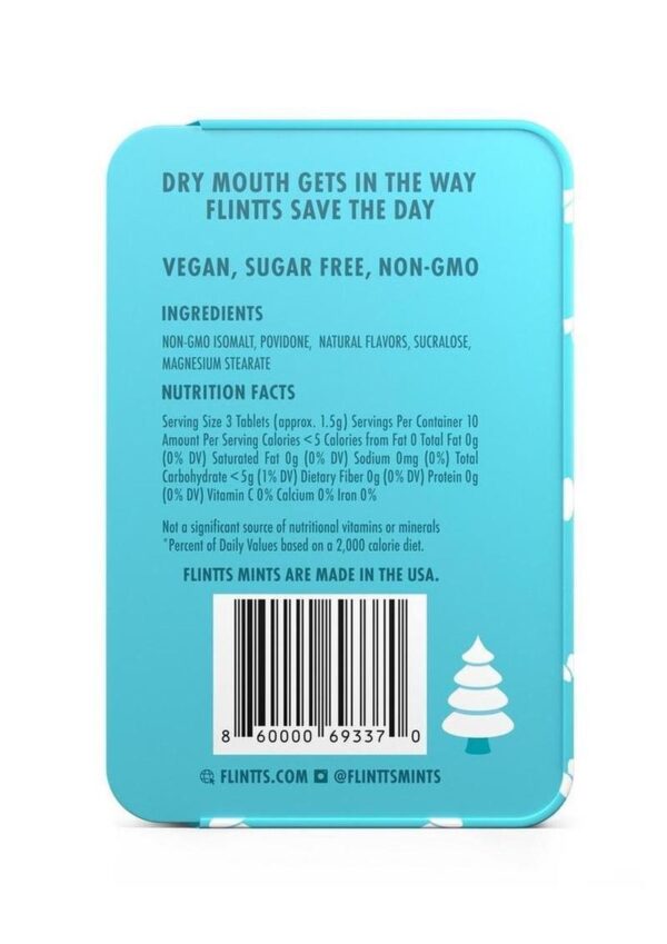 Flintts Mints Mouth Watering Oral Delights - Snowy Pine (F Strength 225) - 28-30 per tin - Image 3