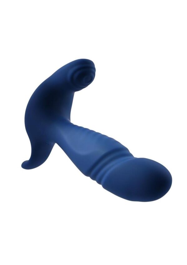 Gender X True Blue Rechargeable Silicone Thrusting Anal Vibrator - Blue - Image 3