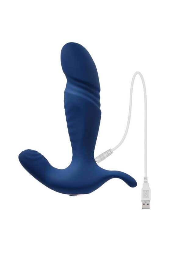 Gender X True Blue Rechargeable Silicone Thrusting Anal Vibrator - Blue - Image 4