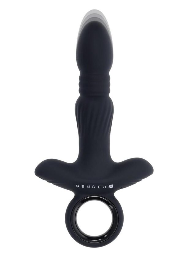 Gender X Slayer Rechargeable Silicone Thrusting Anal Vibrator - Black - Image 2