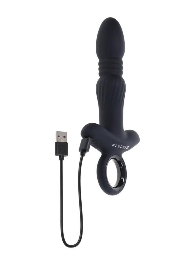 Gender X Slayer Rechargeable Silicone Thrusting Anal Vibrator - Black - Image 4