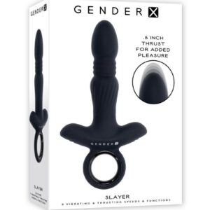 Gender X Slayer Rechargeable Silicone Thrusting Anal Vibrator - Black