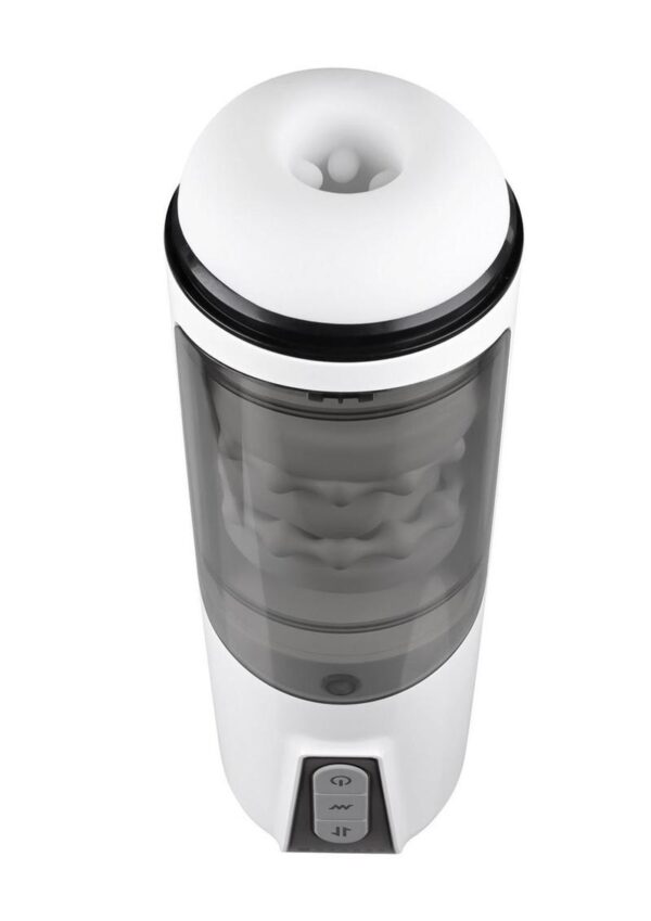 GX Get Your Stroke On Rechargeable Silicone Thrusting Stroker - White - Image 2