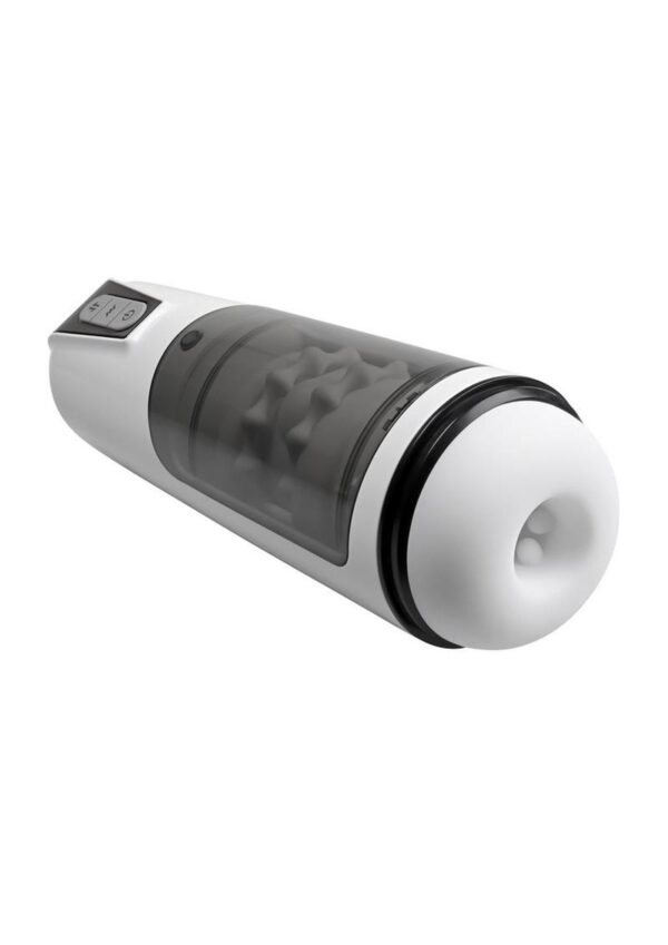 GX Get Your Stroke On Rechargeable Silicone Thrusting Stroker - White - Image 3
