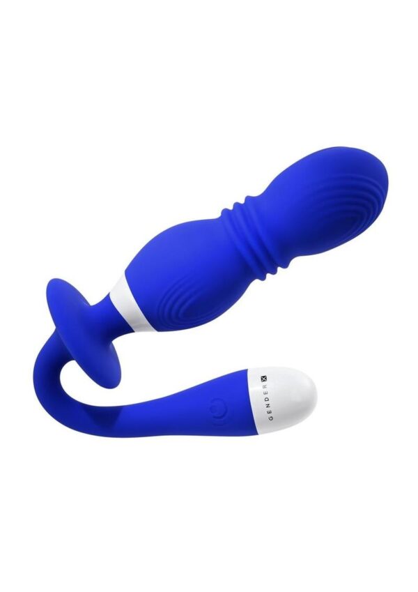 Gender X Play Ball Rechargeable Silicone Thrusting Probe - Blue - Image 3
