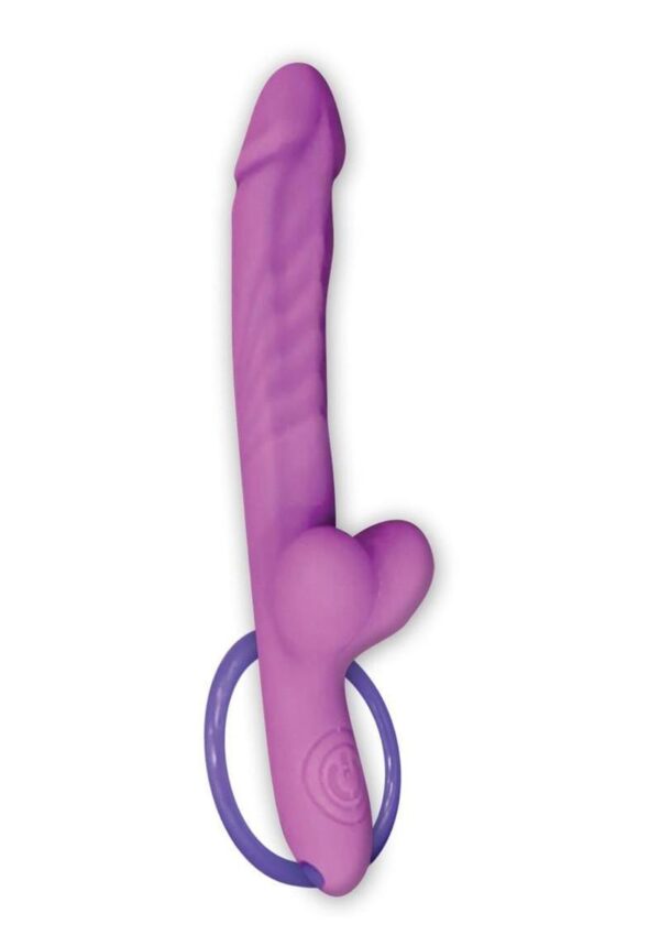 Wet Dreams Slim Dickin Rechargeable Silicone Vibrator with Balls - Lavender - Image 2