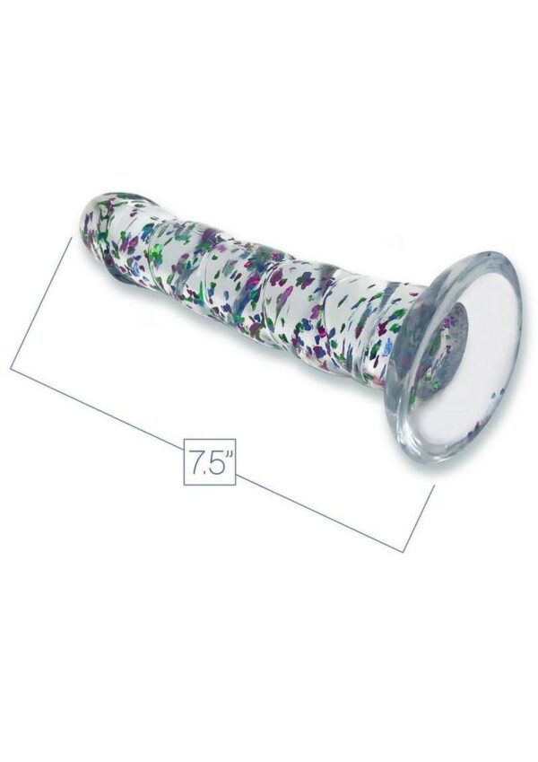 Glittergasm Swirl Clear Dildo with Suction Cup - Blue/Purple/Violet Glitter - Image 3