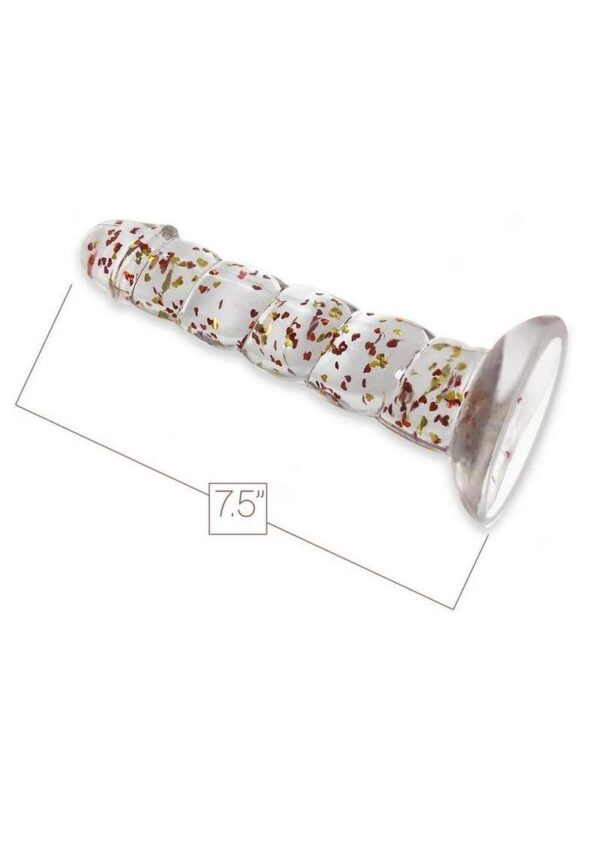 Glittergasm Swirl Clear Dildo with Suction Cup - Orange/Red/Golden Glitter - Image 3