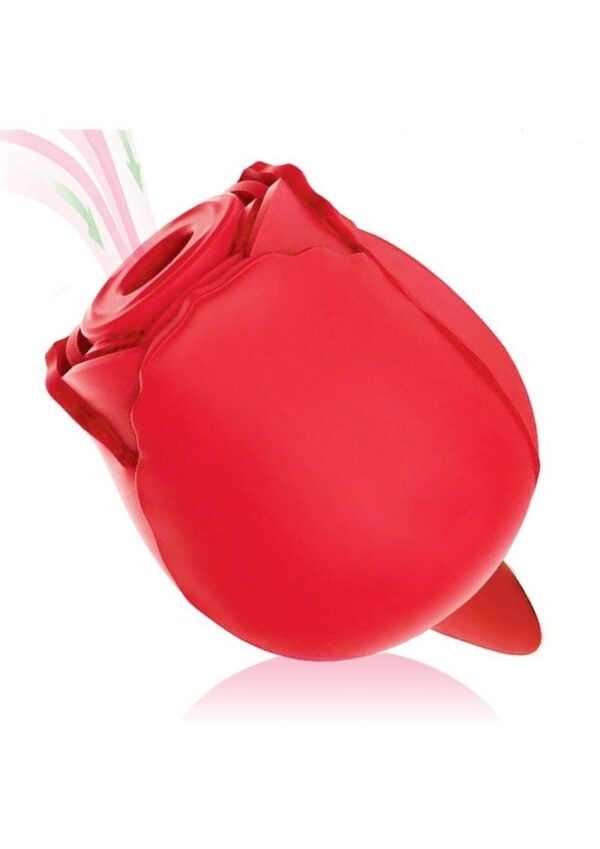 Wild Rose and Tongue Rechargeable Silicone Clitoral Stimulator with Suction - Red - Image 2